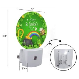 Axayaz Clover Leaf Plug in Night Light Celebrate Saint Patrick's Day Green Grass Gold Coins and Rainbow Auto LED Lamp Energy Saving Round Lights for Boys Girls Men Women