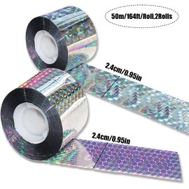 Vxcvzv 2 Rolls Bird Scarer Tap,Double Sided Reflective Bird Deterrent Scare Tapes, Long-lasting Bird Scaring Tape for Gardens Farms Orchard (100M)