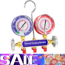 Manifold 42001 Charging Manifold and Test, 2-Valve, A/C Manifold Gauge, with 3-1/8" Gauge