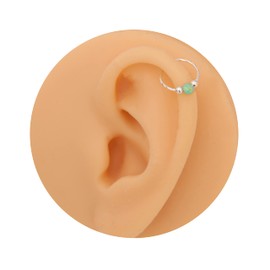 Green Opal Silver helix hoop - 20 gauge 925 silver helix Green Opal ring - Opal Cartilage Earring Hoop