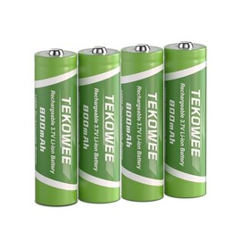 TEKOWEE 4 Pack 14500 Rechargeable Battery, 3.7V Li-ion Rechargeable Batteries 800mAh for Headlamp, Flashlight, Cameras Toys