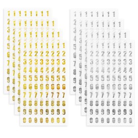 640 PCS/8 Sheets Gold Number Stickers, Silver and Gold Number Stickers for Graduation Cap Phone Cup DIY Craft Art Scrapbooks Greeting Date Decorations