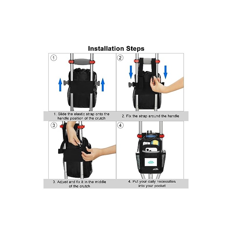 supregear supregear Crutch Accessories Bag, Water-Resistant Storage Pouch with Cup