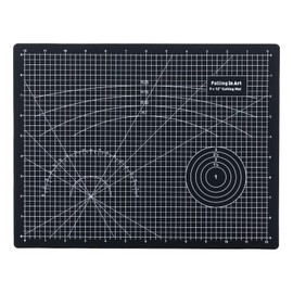 Falling in Art Self Healing Cutting Mat, 9x12" Cutting Mats for Sewing, Double-sided 5-Ply Fabric Cutting Board for Crafting, Quilting and Sewing Projects, Black