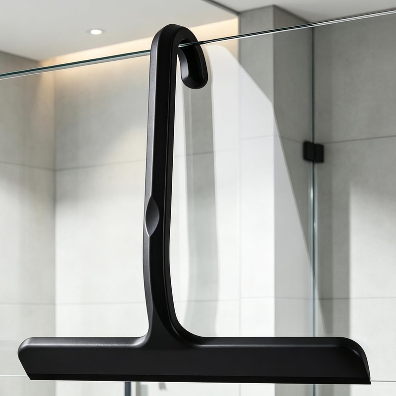 Silicone Shower Squeegee for Glass Doors with Built-in Hook, 8.3