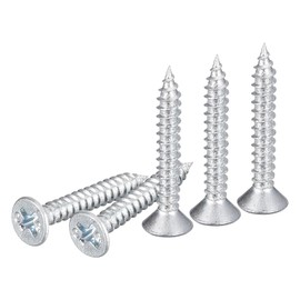 DTGN 100Pcs #6x1" Flat Head Wood Screws, Carbon Steel Phillips Self Tapping Screws - Good for Woodworking, Furniture - Silver