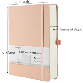 Goufgui Lined Journal Notebook，360Pages Thick journal notebook College Ruled Notebook ‘100gsm Lined Paper, Leather Hardcover Work Notebook Suitable for men women(2pack【6.9 * 9.8 INCH】, Pink)