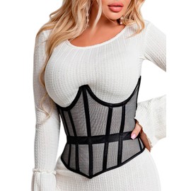 Mesh Corset Waist Trainer for Women - Underbust Corset Lace Up - Waist Cincher Shapewear - Body Shaper (Black U, Small)