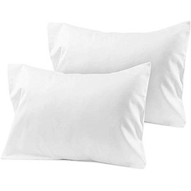 800 Thread Count Egyptian Cotton Pillowcases Set of 2, Super Soft and Breathable Zipper Closer Travel Pillow Cases, 12x16 Inches, White Solid