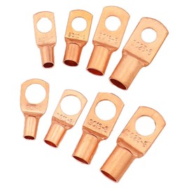 Ring Terminals 10/25/50/100pcs Copper Lug Ring Wire Connectors Bare Cable Electric Crimp Terminal SC6-6 SC6-8 SC10-6 SC10-8 SC16-6 SC25-6 (Color : SC16-8, Pins : 10PCS)