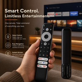 Voice Remote Control for Compatible TCL Smart TVs – RC902V FMR1 Replacement with Bluetooth and IR Navigation