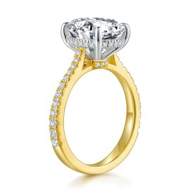 5ct Moissanite Elongated Oval Cut Engagement Ring 14K Yellow Gold Plated Sterling Silver Promise Ring for Women Size 5.5