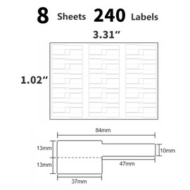 Wmiwulien 8 Sheet 240 Pcs Cable Labels for Management, Colorful Waterproof Cord Tags for Electronics, Self Adhesive Tear Resistant Wire Labels for Laser Printer and Handwriting