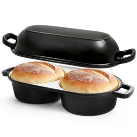 Mini Double Dutch Oven for Sourdough Bread Baking, 2.6QT (Black)