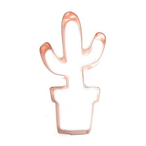 Small Simple Flower Pot Cactus Copper Cookie Cutter