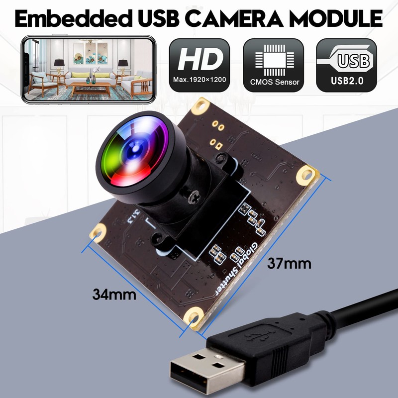 IFWATER Global Shutter USB Camera 90fps High Speed USB Camera