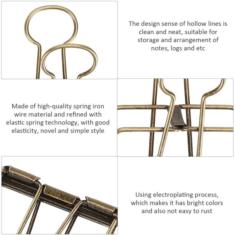 Hollow Binder Clips, Portable Firm Paper Dovetail Clip, for Office