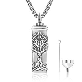 KINGWHYTE Ash Necklace 925 Sterling Silver Urn Necklaces for Ashes Pendant Keepsake Jewellery for Men Women Dog, Sterling Silver, No Gemstone