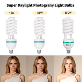 Gimaibugraff 2 Pcs 150W CFL Light Blubs 5500K Daylight Softbox Light Bulb,CFL Roas Spiral Photography Light Bulbs in E27 Socket for Softbox Lighting Kit