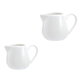 CHOOLD 2 pcs Mini Ceramic Creamer with Handle, Coffee Milk Creamer Pitcher - White - 1.5 oz + 3 oz