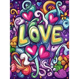 VAIIEYO 5D DIY Diamond Art Kits for Adults Love, Diamond Painting Letter, Diamond Art Full Drill Round Rhinestone Craft Canvas for Home Wall Decor Gift 12x16 inch-51