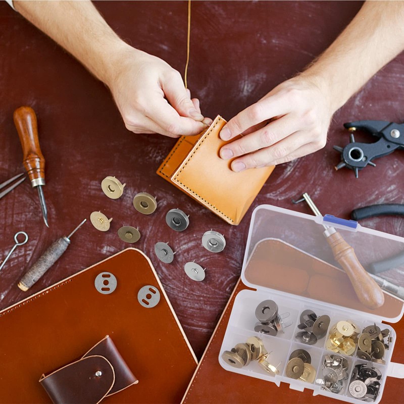 PEAKTOP Pack of 32 Magnetic Closure Pockets, Magnetic Buttons Without