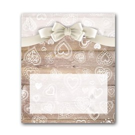 Stonehouse Collection Rustic Heart Wedding Name Place Cards - 25 Guest Seating Name Cards - Party Table Tents - Name Cards (Rustic Hearts & Bow)