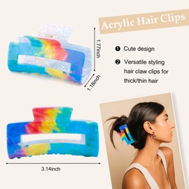 Vovii 3Pcs Rainbow Claw Clips for Women Pride Accessories, Funny Novelty Hair Clips Rainbow Hair Accessories for Women's Gifts