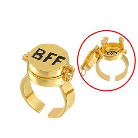 BFF Gold Spinner Anime Matching Rings Anime Aesthetic Opening Adjustable Ring for Teens Couple Women BFF Jewelry Gifts, Alloy,Gold, No Gemstone