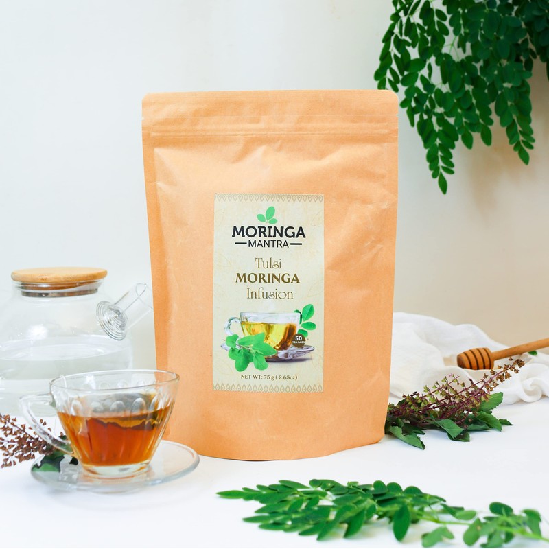 Moringa Mantra Tulsi Moringa Herbal Tea 50 Dip Bags, Organically