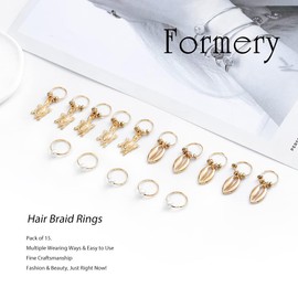 Formery Shells Braid Charms Gold Seashell Hair Jewelry Braids Tortoise African Loc Accessories for Black Women (15pcs) (Shell)