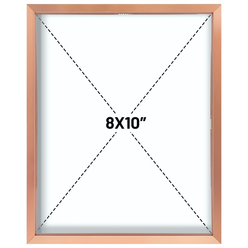 Frametory, Floating Picture Frame 8x10 - Rose Gold Aluminum Metal