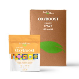 Truly Free OxyBoost - Oxygen Stain Remover Powder for Laundry | Color Safe Stain Remover for Clothes | Chlorine-Free Whitener for Whites & Colors | Oxy Cleaner with Sodium Percarbonate (12.5oz)