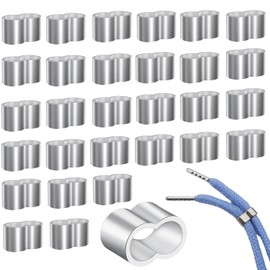 Pack of 30 rope clamps, crimp sleeves, press clamps, choke clamps, wire rope clamps, for use with rubber ropes, suitable for elastic ropes, tarpaulin ropes, double sleeve