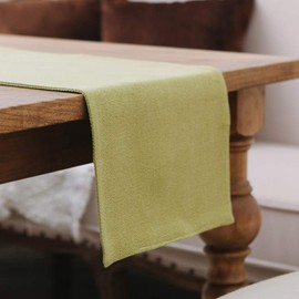 Soft Caddice Faux Linen 2 Piece Fabric in 1 Table Runner, eco-Friendly Fabric Handcrafted Runner, Green 12 x 48 Inch