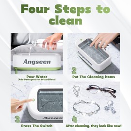 Cleaner Machine Ultrasonic for Jewelry, 48kHz 640ML Portable Professional- Jewelry Cleaner Ultrasonic Machine with 2 Timer Modes for Jewelry, Retainer, Glasses, Denture,Watch