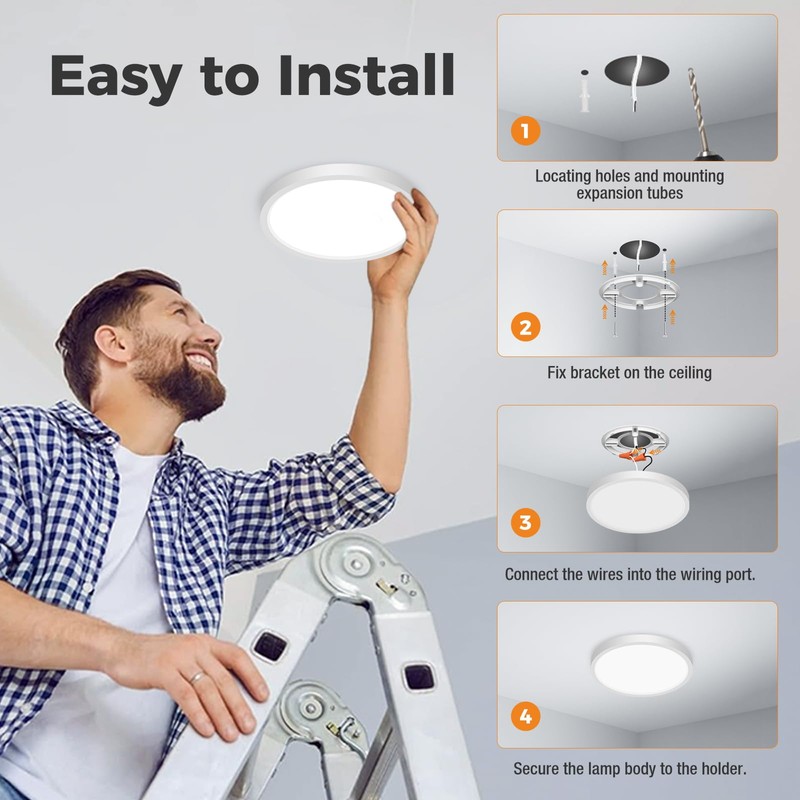 slochi 7 Inch Flush Mount Ceiling Light Fixtures, 3000k/4500k/6000K 3