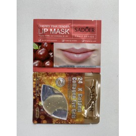 30 Pcs Lip Masks & Eye Masks, 24K Gold Crystal Gel Collagen Eye Pads, Cherry Under Eye Patches for Puffy Eyes, Dark Circles, Bachelorette Party Favors, Bridesmaid Gifts, Wrinkles and Fine Lines