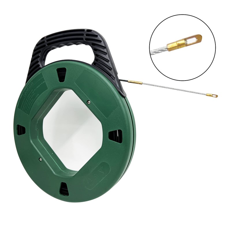 VGongTech 100ft Fiberglass Cable Puller Reel Through Wall Electrical Fish