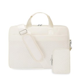 Laptop Briefcase for Women 15.6 Inch Waterproof Laptop Work Bag with Clutch Purse Computer Messenger Bag with Strap Large Capacity Business Work Travel College Bag White