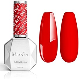 MelodySusie Esmalte De Uñas En Gel Rojo Brillante Y Espeso, 15 Ml(0.5 Oz Fl) Fácil De Remover Con Luz UvLed. Ideal Como Regalo De Navidad Para