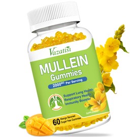 Mullein Gummies - 2000mg Mullein Leaf Extract with Bromelain, Quercetin, Pine Bark - Support Lung Cleanse & Respiratory Function for Healthy Breathing, Non-GMO, Vegetarian - 60ct