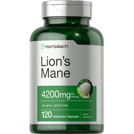 Horbäach Lions Mane Mushroom Extract | 120 Capsules | Vegetarian, Non-GMO, Gluten Free Supplement