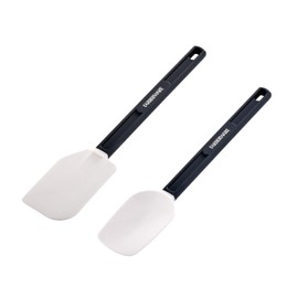FARBERWARE Pro Grade 10 Inch Spoon Spatula Set, Dark Grey Handle with White Silicone Head, NSF Certified, Dishwasher Safe