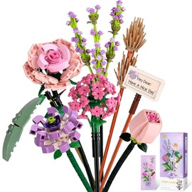 Bloques de Construcción Ramo de Flores,Mini Bloques de Construcción Para Niños Mayores De 3 Años,Juego de Bloques De Flores, Decoración del Hogar Plantas Artificiales Con Exquisitas Cajas de Embalaje