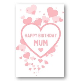 Second Ave Mum Pink Hearts Love Cute Happy Birthday Card Greetings Card For Her