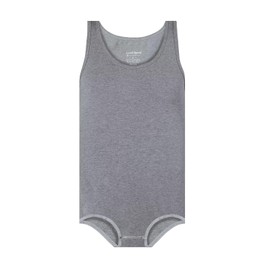 Landofgenie Men's Sleeveless Vest Bodysuit One-Piece Pyjamas Cotton Onesie Romper for Adults, gray