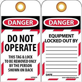 NMC LOTAG10 DANGER DO NOT OPERATE THIS TAG & LOCK TO BE REMOVED ONLY BY THE PERSON SHOWN ON BACK Tag – [Pack of 10] 3 in. x 6 in. Vinyl 2 Side Danger Tag