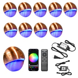 Low Voltage RGB Step Lights, 10-Pack 1.77inch Smart WiFi LED Deck Lights Outdoor Waterproof, 1W, DC12V, Color Changing Landscape Lighting for Yard, Fence, Porch, Stair, Deck Railing Decor