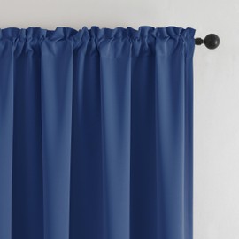 Upcortinassi Fire Retardant Curtains for Classroom, Test Certification NFPA701, Rod Pocket Top, Navy Blue 52 x 63 inch, Pack of 2 Panels